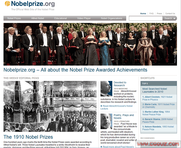 Nobelprize:諾貝爾官方