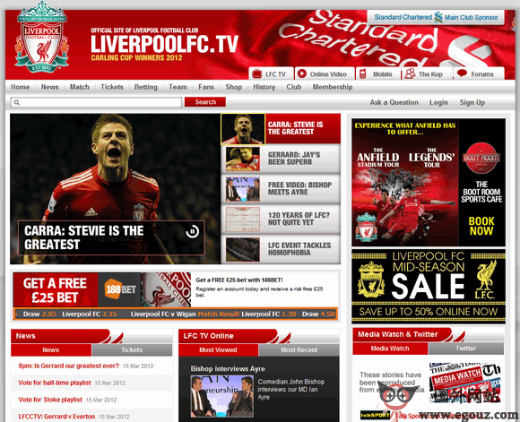 LiverPoolfc:利物浦足球俱樂部官方網站