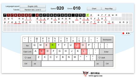 KeyBr:線上鍵盤打字練習工具
