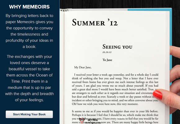 Memeoirs:線上電子郵件製作書籍服務平臺