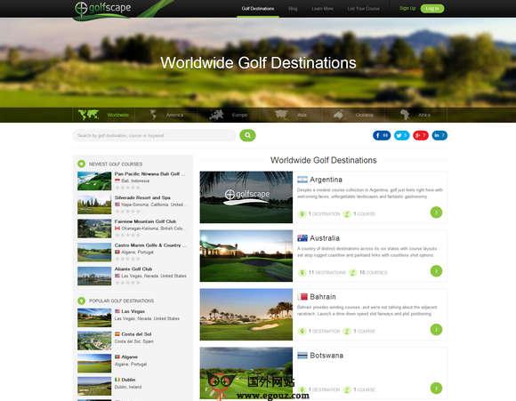 Golfscape:世界高爾夫球場導航網