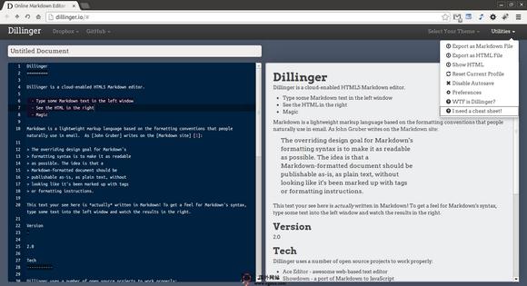 Dillinger.io:線上Markdown編輯器工具