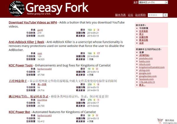 GreasyFork:瀏覽器油猴指令碼大全