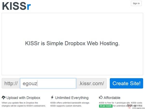 Kissr:基於Dropbox網頁託管平臺
