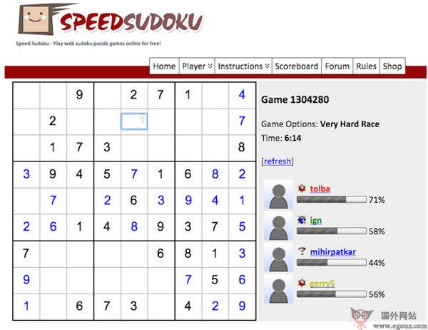 SpeedSudoku:線上數獨遊戲網