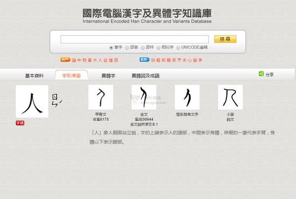國際電腦漢字與異體字知識庫